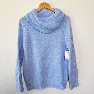 Nine West Small Blue Cowl Neck Knit Sweater Pullover Long Sleeve‎ Soft